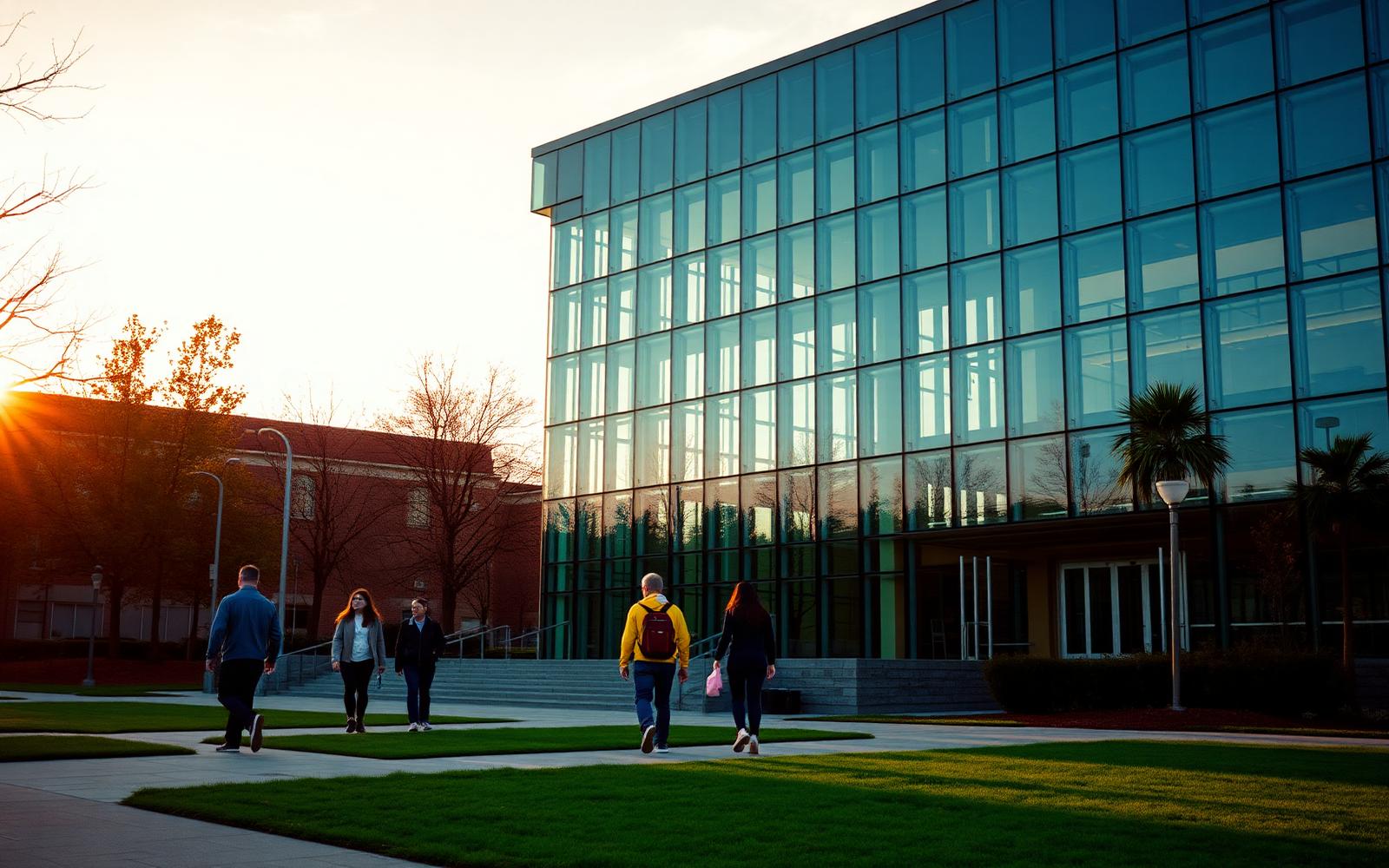 Students learning on campus